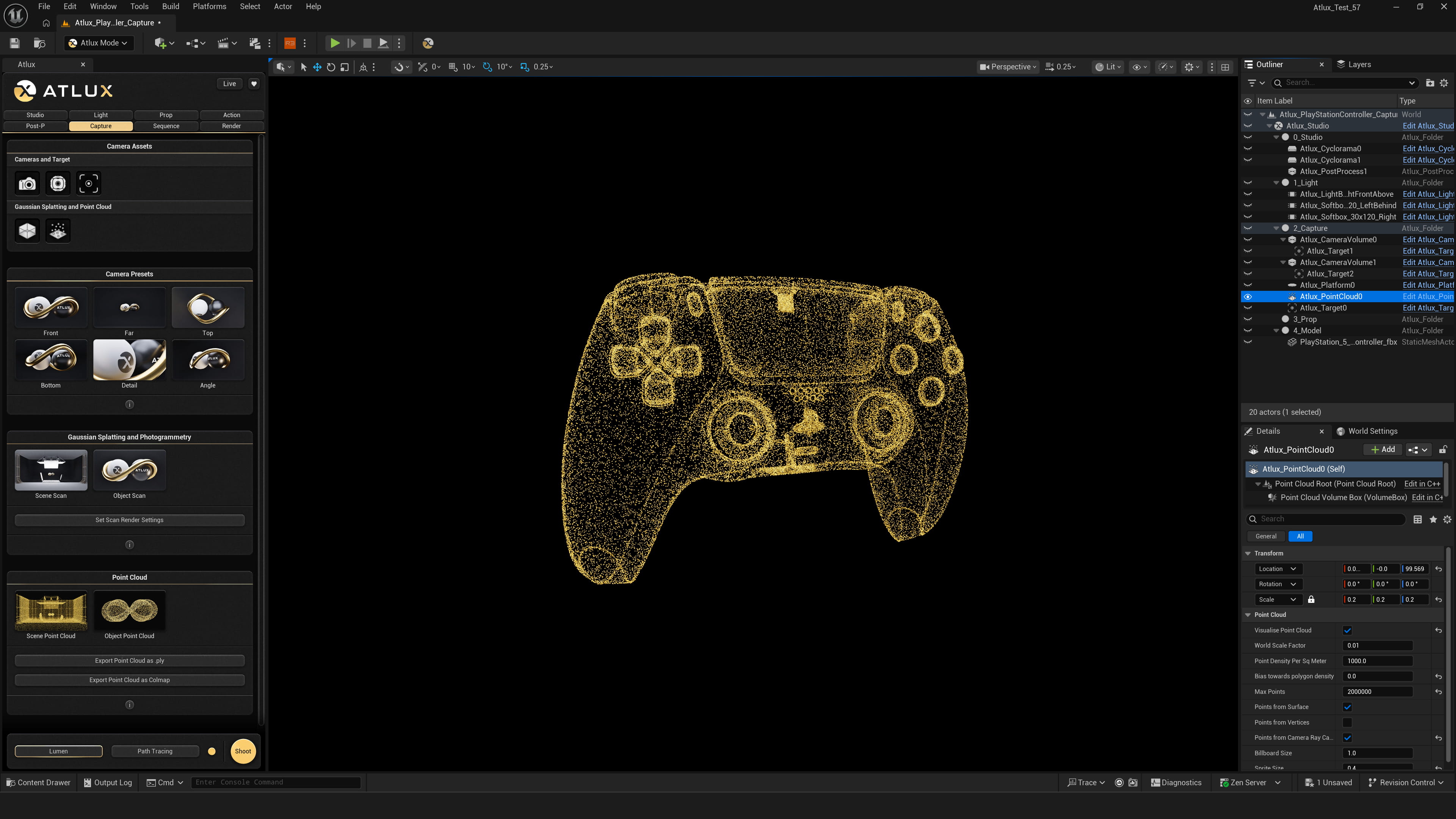 Point Cloud generated by Atlux in Unreal Engine